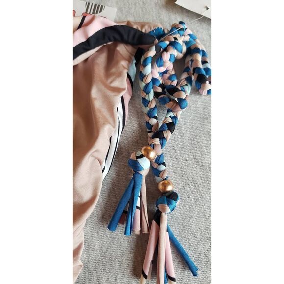 BIKINI LAB MULTI COLOR REVERSIBLE BRAIDED SIDE TIE WITH TASSLE BOTTOM NWT - Picture 4 of 7